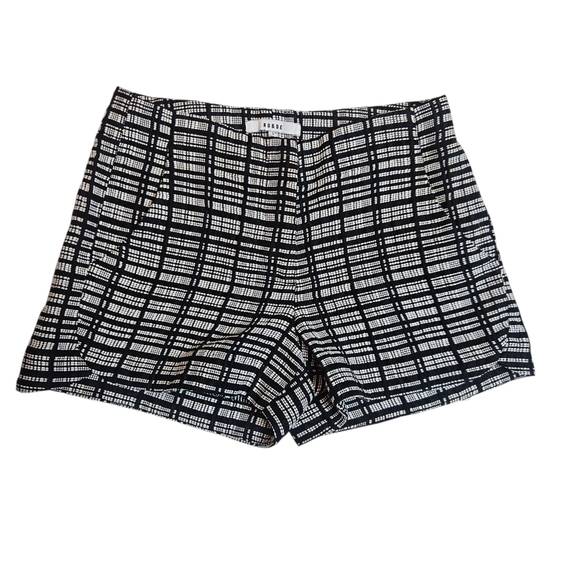 Anthropologie Ro & De Windowpane Plaid Grid Black/White Lined Shorts size Small - Picture 1 of 7